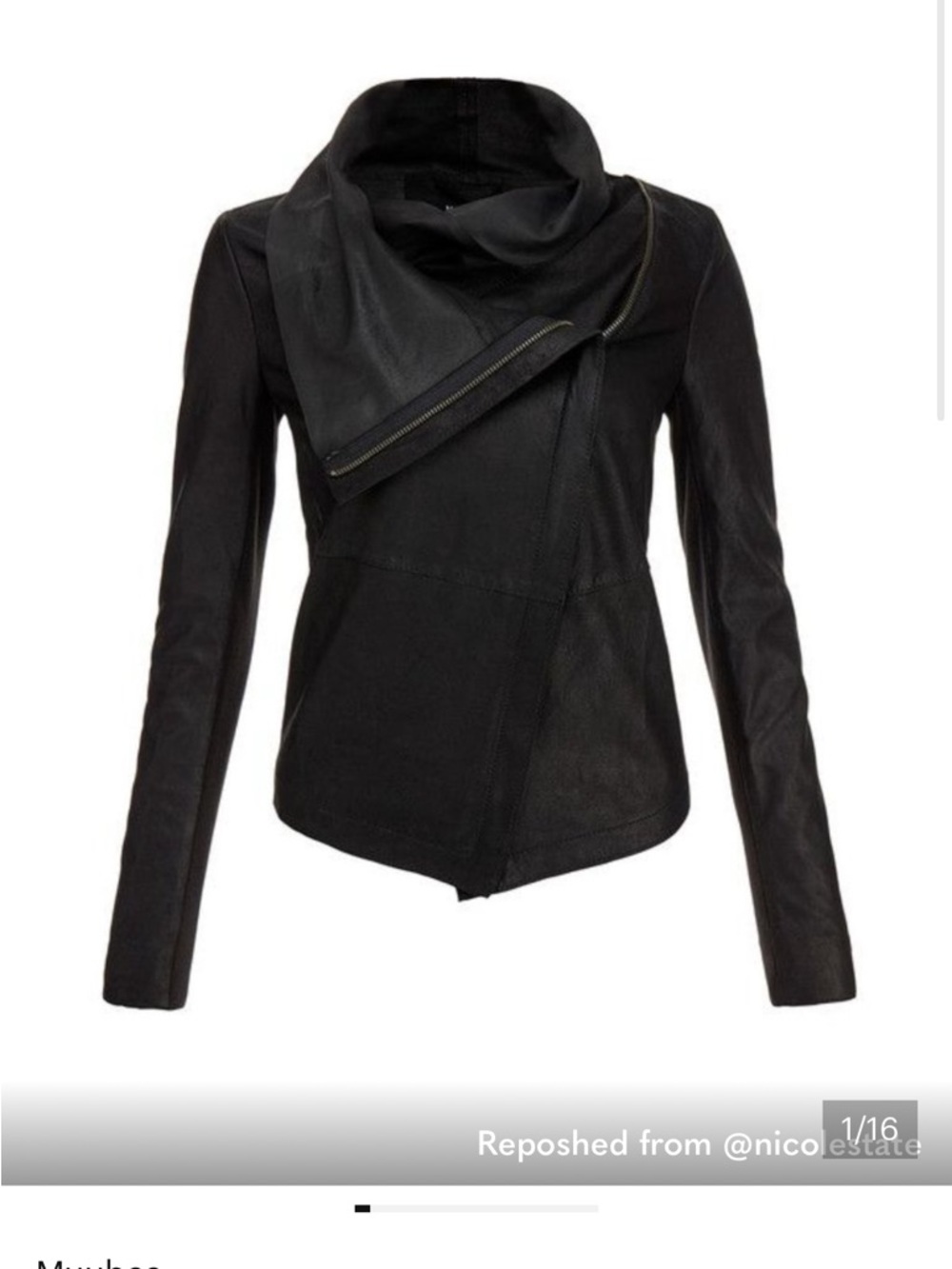 MuuBaa Gray Leather Jacket - Like New!!